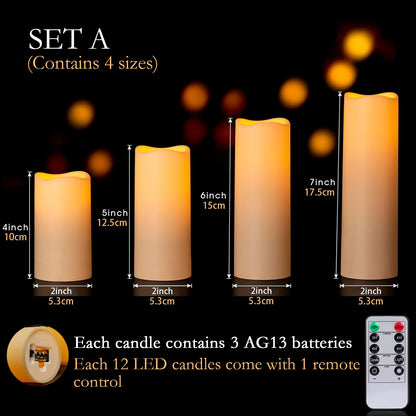 12-96Pcs Flameless LED Candles with Remote | Real Wax Pillar Battery Candles | Wedding & Fireplace Decor | tonyfinger store