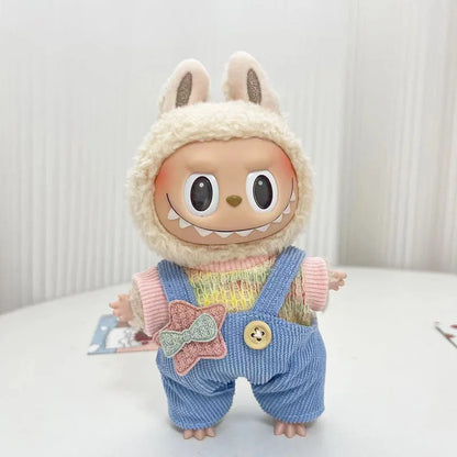 17cm Labubu Doll with Cute Clothes & Headgear | Cosplay Plush Cartoon Decor | Perfect Birthday Gift | tonyfinger store