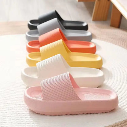 Rimocy VIP Link Thick Platform Slippers Women Men Home Bathroom Soft EVA Sandals Woman 2023 Summer Non-slip Beach Flip Flops