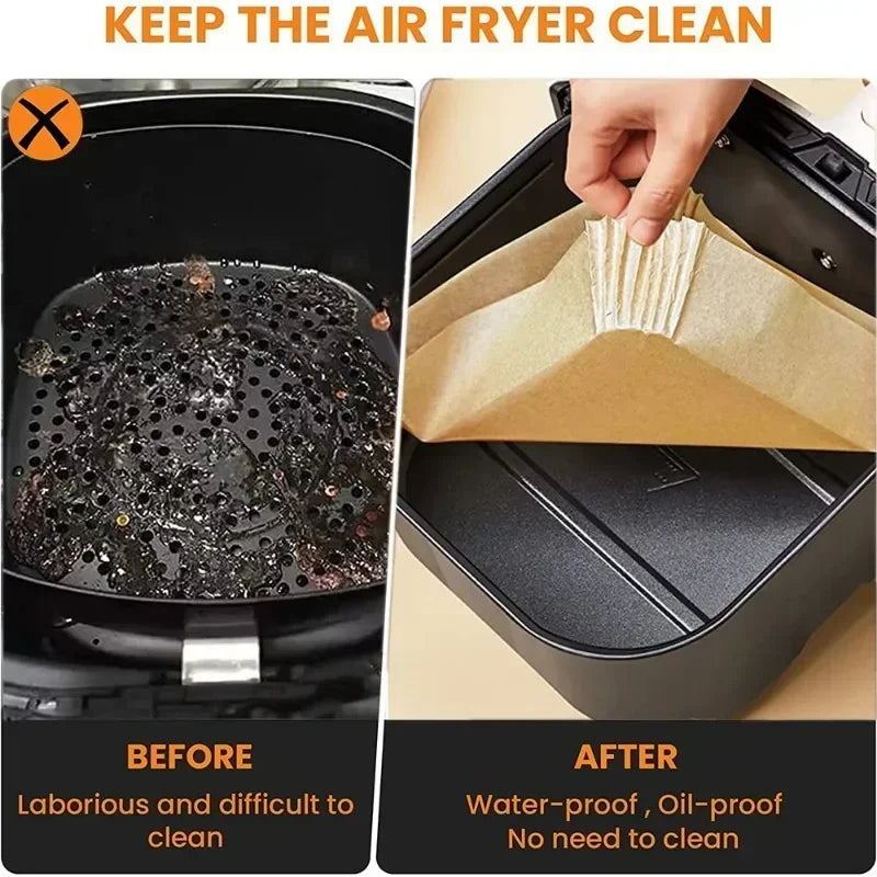 50PCS Disposable Air Fryer Paper Liner Non-Stick Special Baking Paper Tray for Microwave Ovens Oil-proof Mat Baking Accessories