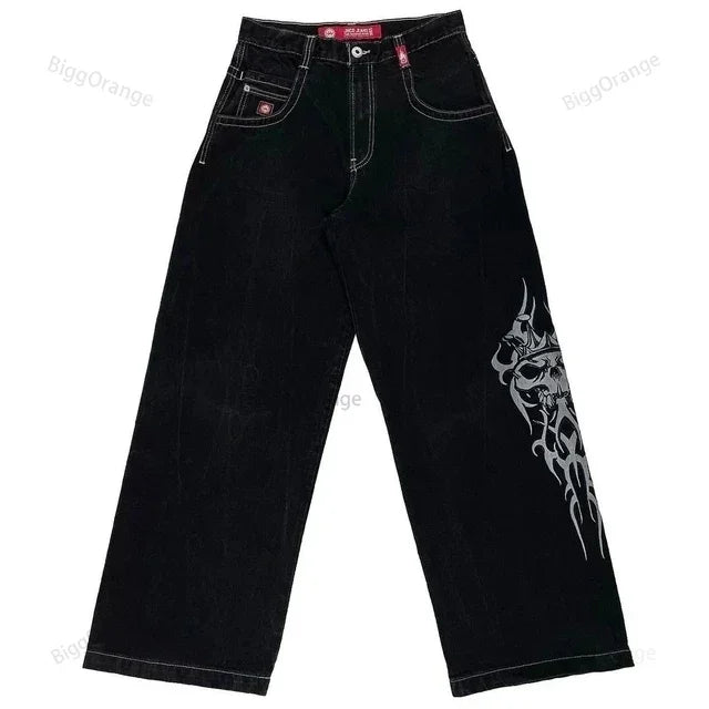 2023 Trendy Baggy Jeans: Hip Hop Rock Embroidery, High Waist, Wide Leg Streetwear for Men & Women