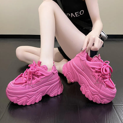 New High Platform Sneakers Women Thick Sole Sports Ladies Trainers Vulcanized Shoes Woman Chunky Sneakers Zapatillas Mujer 8.5CM