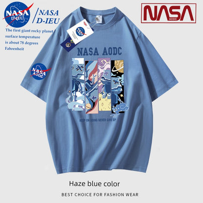 NASA American Pure Cotton Men and Women Half Sleeve Base T-Shirt