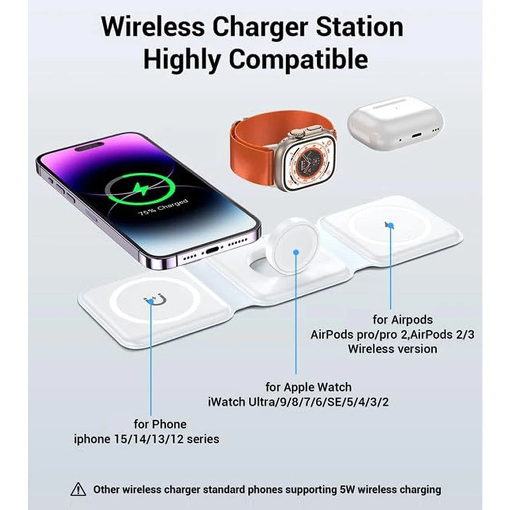 100W 3-in-1 Magnetic Wireless Charger Pad Stand | Fast Charging Dock Station for iPhone 15 14 13 Pro Max, AirPods & iWatch | tonyfinger store