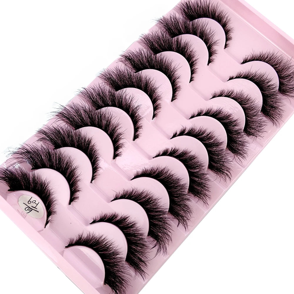 HBZGTLAD 3D Cat Eye False Lashes - 10 Pairs Fluffy Wispy Manga Eyelash Extensions