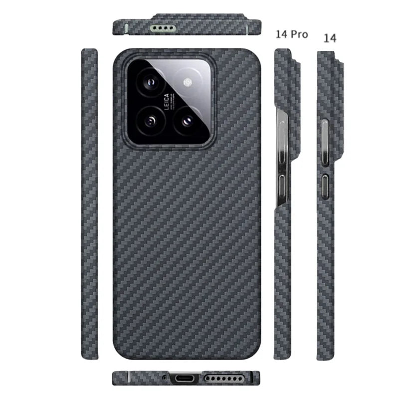 Case for Xiaomi 14 Pro Xiaomi14 Ultrathin Real Carbon Aramid Fiber Anti-explosion Mobile Phone Protective Cover Protection Shell