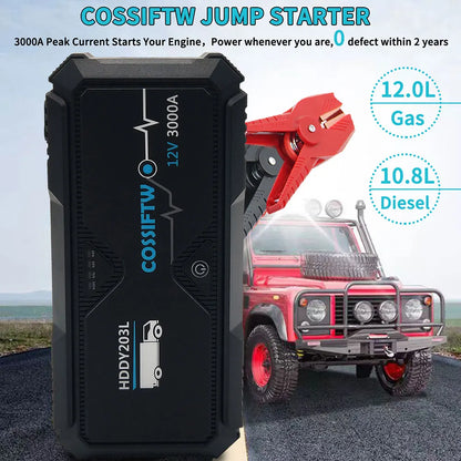 3000A 22000mAh Portable Jump Starter Car Battery Charger External Battery 12V Starting Device for Petrol Diesel Powerbank 2024