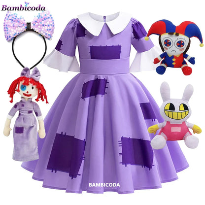 Ragatha Cosplay Costume for Girls - Anime The Amazing Digital Circus Dress, Bow Tie & Headband | tonyfinger store