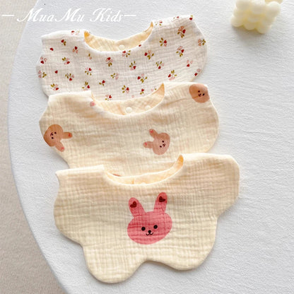 Waterproof Cotton Baby Bibs with Cute Cartoon Prints