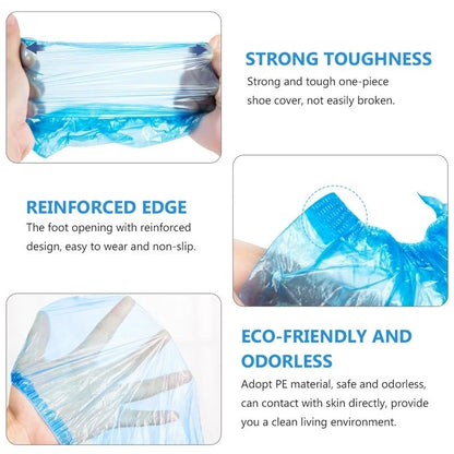 100pcs Waterproof Disposable Shoe Covers - Plastic Cleaning Overshoes