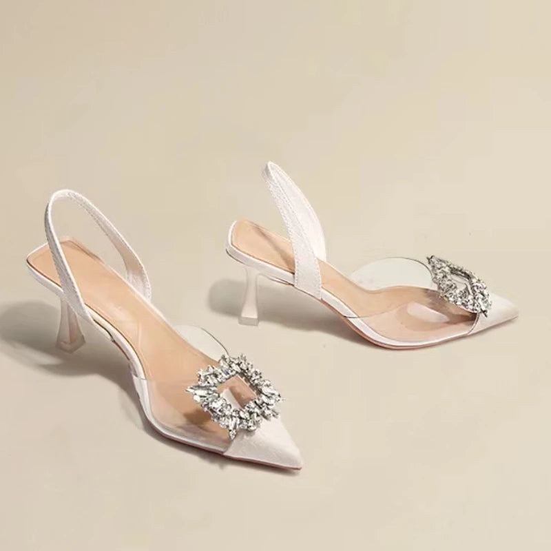 Autumn Crystal Pointed Toe High Heel Sandals for Women