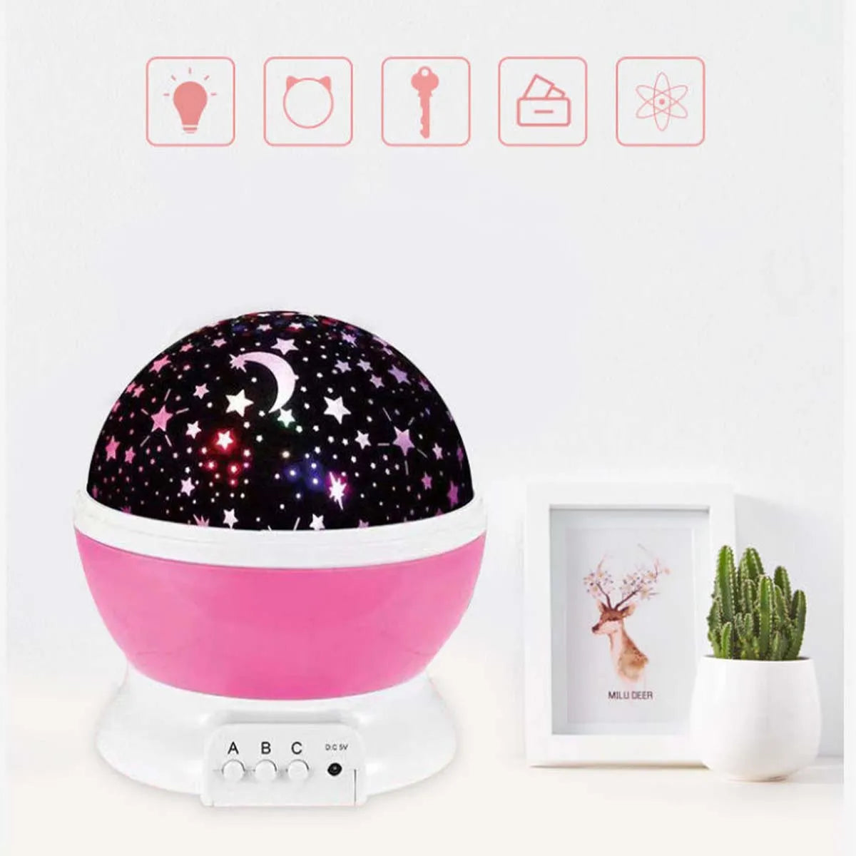 Auto Rotating LED Starry Sky Projector - USB Night Light for Table