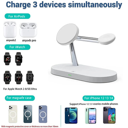 3 in 1 macsafe Magnetic Wireless Charger Stand for iPhone 15 14 13 Pro Max Apple Watch 8 7 Airpods Pro 2 3 Fast Charging Station