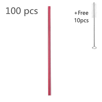 100pcs Reusable 304 Stainless Steel Straws | Colorful Eco-Friendly Metal Drinking Straws for Bar & Party | tonyfinger store