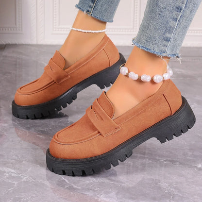 2024 Plus Size Women’s British Style Platform Loafers