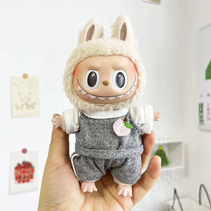 17cm Labubu Doll with Cute Clothes & Headgear | Cosplay Plush Cartoon Decor | Perfect Birthday Gift | tonyfinger store