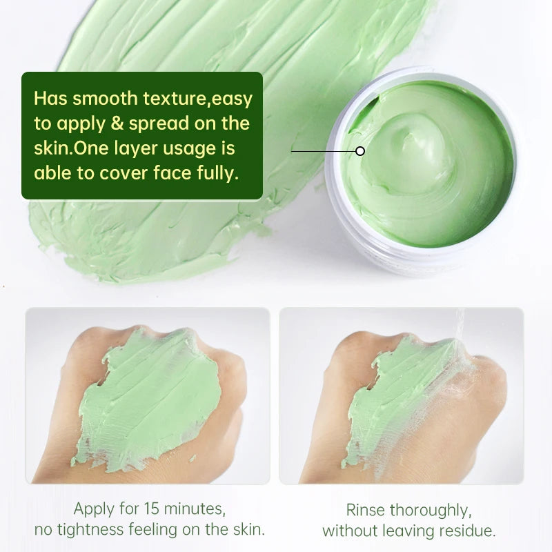 Tea Tree Face Mask Skin Care Deep Cleaning Oil Control Facial Masks Men Women Green Clay Mud Moisturizing Skincare Beauty 200g