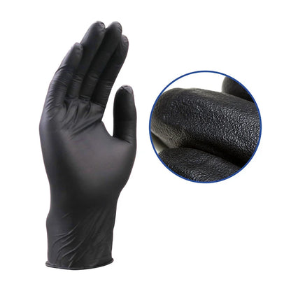 100-Pack Black Nitrile Gloves - Powder-Free, Waterproof, Disposable