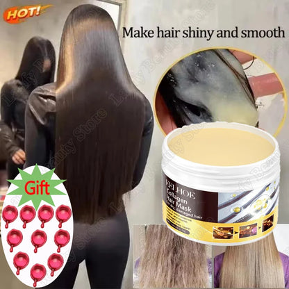 Collagen Keratin Hair Mask Dual Oil Control Moisturizer Conditioner Soft Smooth Frizz Damaged Repair Revitalize HairCare Product