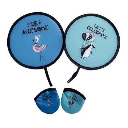 Mini Cartoon Pocket Fan | Collapsible Round Flying Disk for Kids