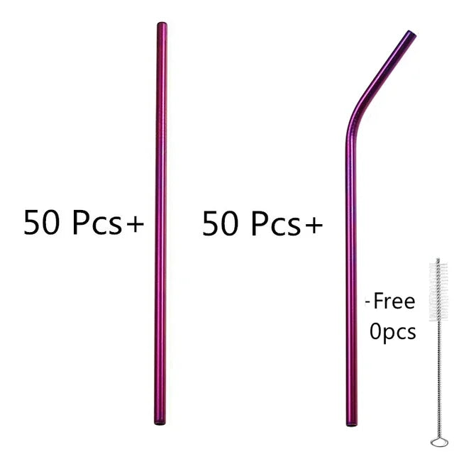 100pcs Reusable 304 Stainless Steel Straws | Colorful Eco-Friendly Metal Drinking Straws for Bar & Party | tonyfinger store