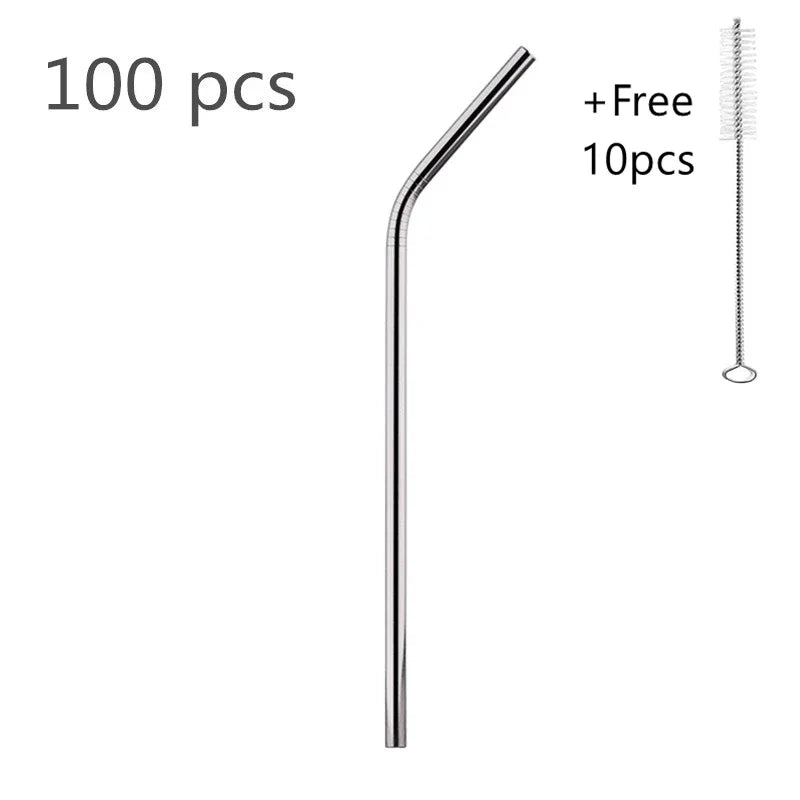 100pcs Reusable 304 Stainless Steel Straws | Colorful Eco-Friendly Metal Drinking Straws for Bar & Party | tonyfinger store