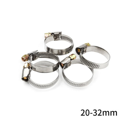 5-Pack Stainless Steel Hose Clamps | 8-80mm Anti-Oxidation Worm Drive Clips for Fuel & Water Pipes