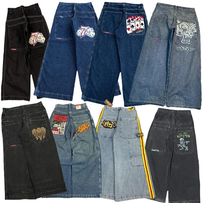 JNCO Y2K Embroidered Baggy Jeans - High Quality Hip Hop Streetwear