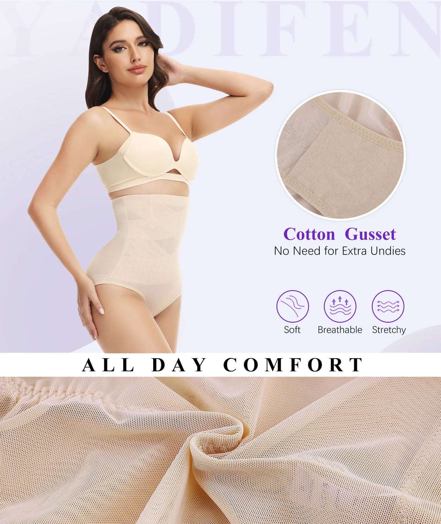 Shapewear for Women Tummy Control Panties Comfy Compression Body Shaper High Waisted Slimming Underwear Knicker with Butt Lifter