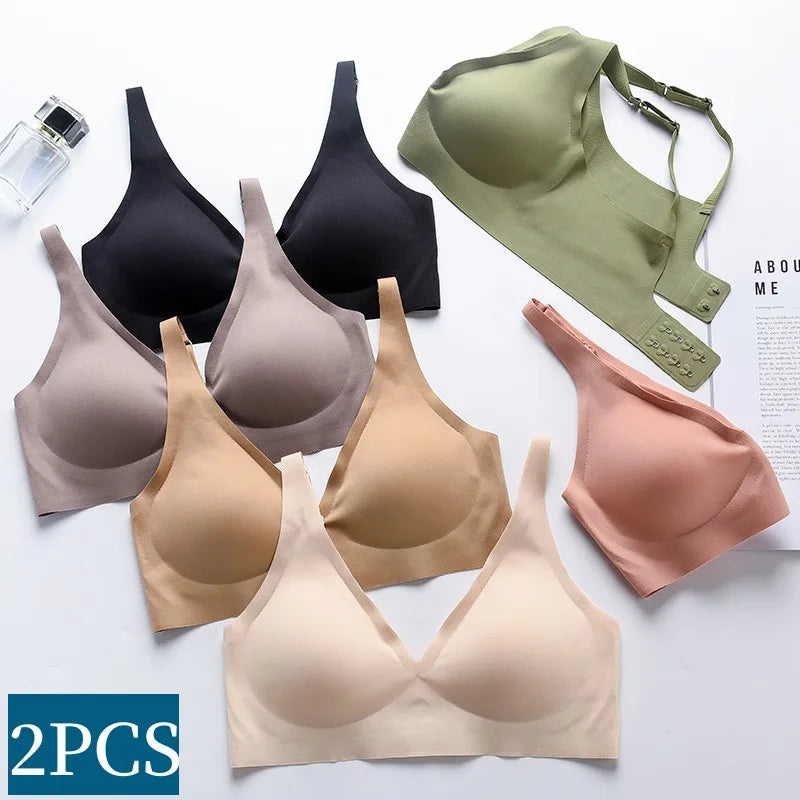 2-Piece Seamless Wireless Push-Up Bra Set for Women  Soft Padded Intimate Lingerie Comfortable Sleepwear