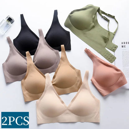 2-Piece Seamless Wireless Push-Up Bra Set for Women  Soft Padded Intimate Lingerie Comfortable Sleepwear