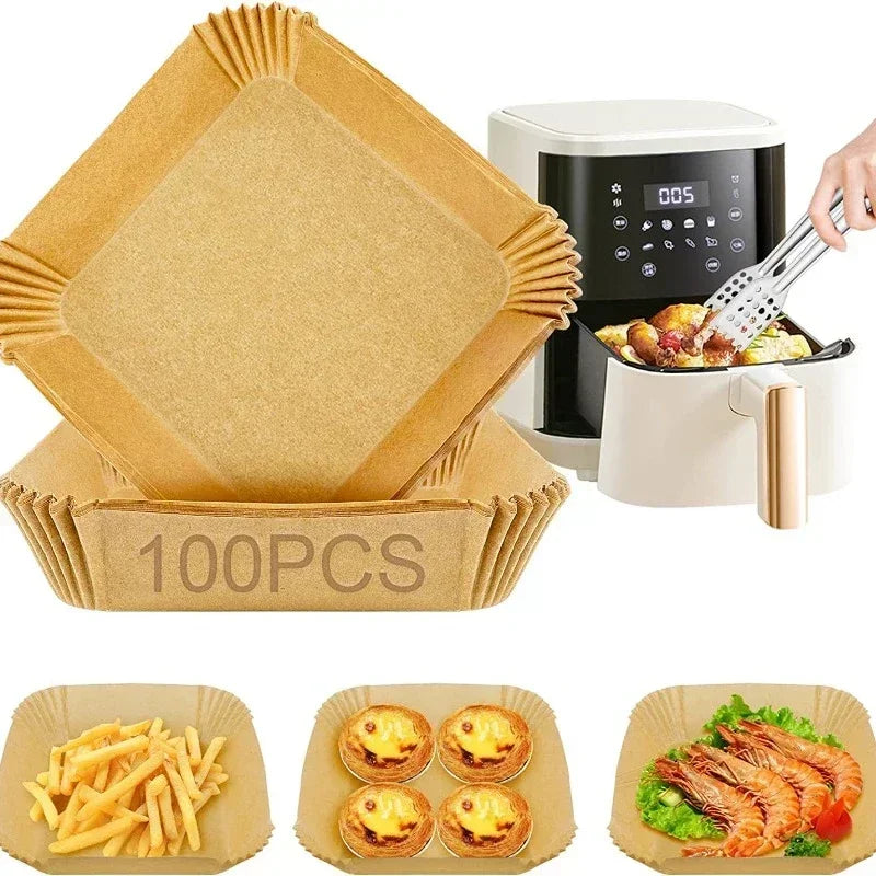 50PCS Disposable Air Fryer Paper Liner Non-Stick Special Baking Paper Tray for Microwave Ovens Oil-proof Mat Baking Accessories