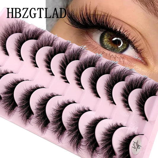 HBZGTLAD 3D Cat Eye False Lashes - 10 Pairs Fluffy Wispy Manga Eyelash Extensions