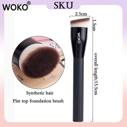 Flat Top Angled Foundation Brush - Synthetic Hair for Liquid, Cream, Bronzer