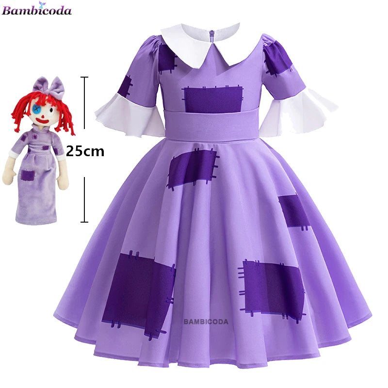 Ragatha Cosplay Costume for Girls - Anime The Amazing Digital Circus Dress, Bow Tie & Headband | tonyfinger store