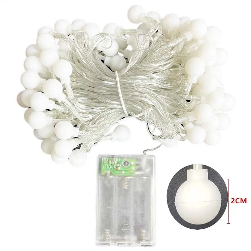 cherry balls led string lights - 2m, 5m, 10m, battery/usb, christmas & wedding decor