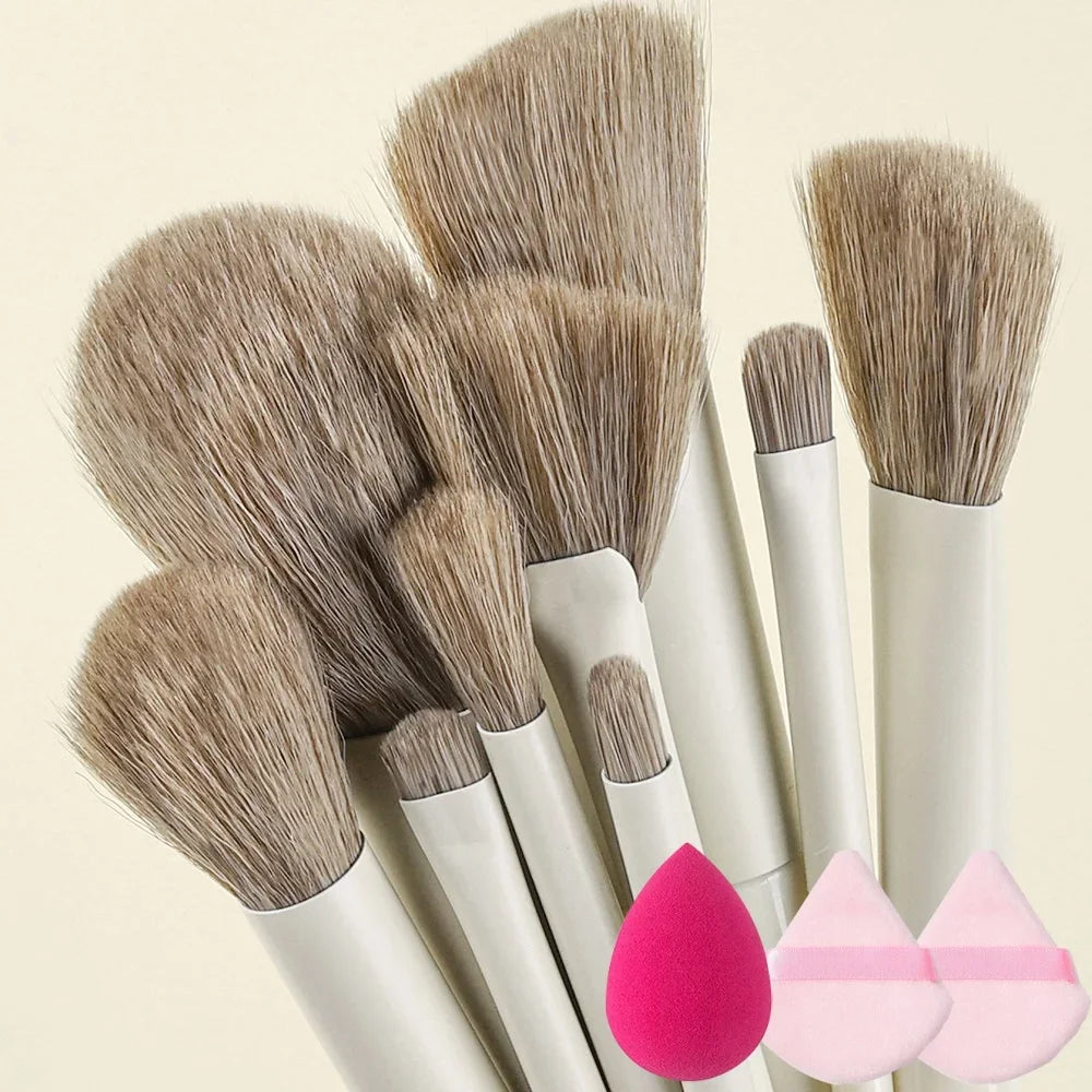 10/13PCS Fluffy Soft Makeup Brushes Set - Eye Shadow, Blush, Highlighter, Foundation & Contour | Tonyfinger Store