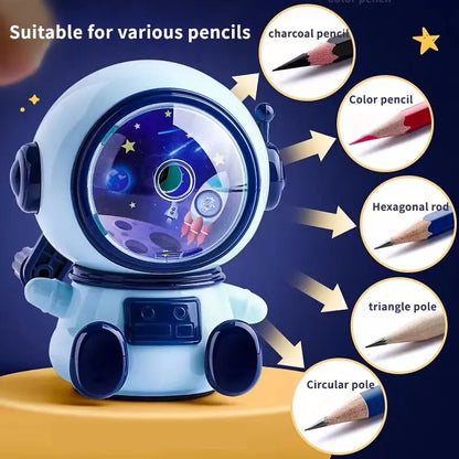 Astronaut Cartoon Pencil Sharpener | Hand Crank Manual Sharpener for Students & Professionals | Cute Pencil Cutter for School | tonyfinger store