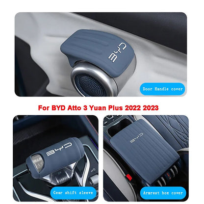 For BYD Atto 3 Yuan Plus 2022 2023 Door Handrail Silicone Cover Gear Shift Armrest Box Protection Cover Auto Interior Accessory