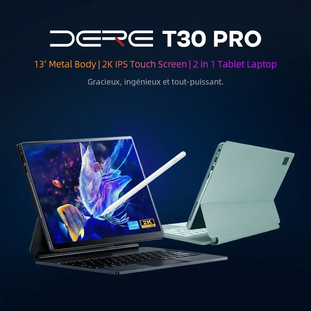 DERE Laptops T30 Pro ,13-inch 2K IPS Touch Screen,16GB RAM+ 1TB SSD,Office Learning Computer,Ultrabook Windows 11 Notebook