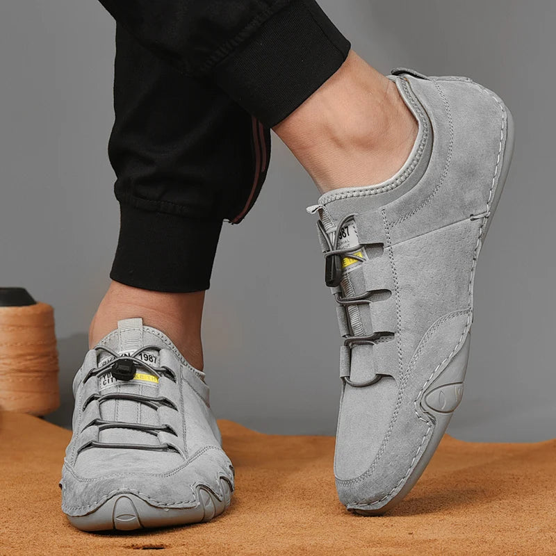 Men Shoes Casual Sneakers Spring Autumn New Fashion Solid Leather Shoes Formal Business Sport Light Breathable Elastic Top Shoes