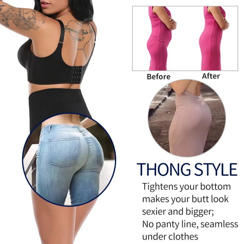 High Waist Tummy Control Thong - Slimming Butt Lifter Shapewear