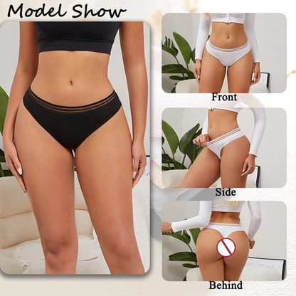 3PCS/SET Basic Women's Cotton Brazilian Pants Soft G-String Transparent Sexy Briefs Female Soft Comfortable Stretch Thong