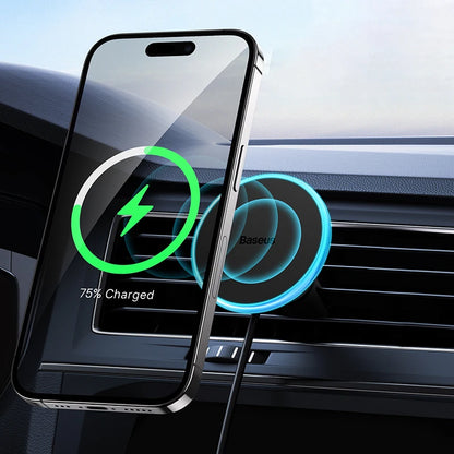 Baseus Car Phone Holder Magnetic Wireless Charger 15W Fast Charging Car Charger Holder For iPhone 15 14 13 Pro Max Car Mount