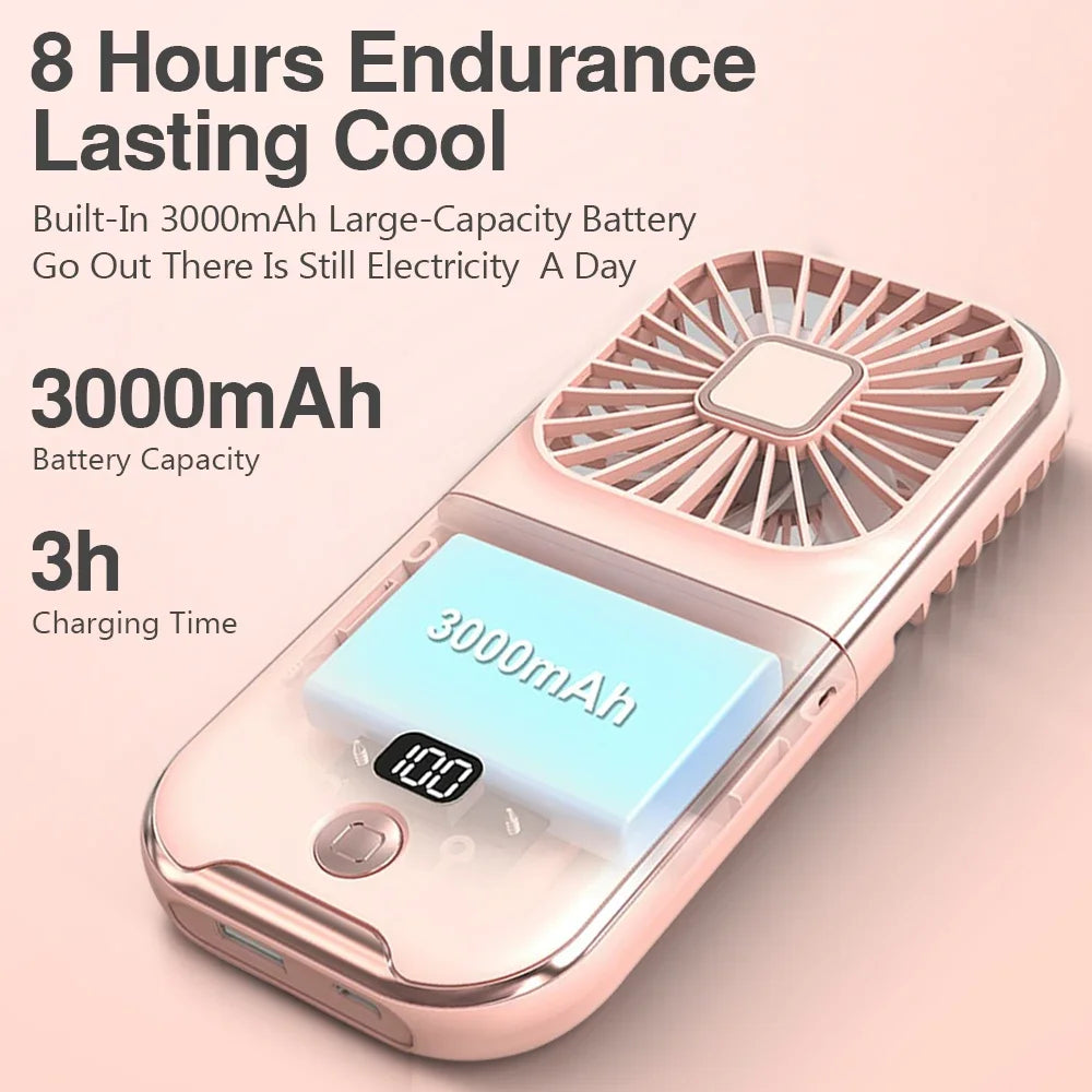 Portable USB Rechargeable Neck Fan | 4-Speed Mute Personal Air Cooler