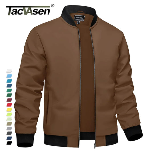 TACVASEN Lightweight Bomber Jackets Mens Waterproof Casual Jacket Outdoor Basketball Jakcets Coats With Pocket Windbreaker