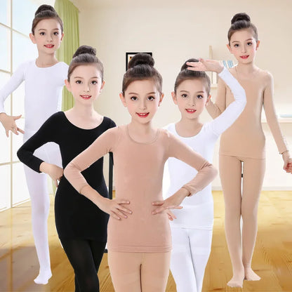 Girls Underwear Set Autumn Winter Fleece Warm Thermal Underwear for Kids Slim Dance Teen School Children Clothes Set 10 12 Years