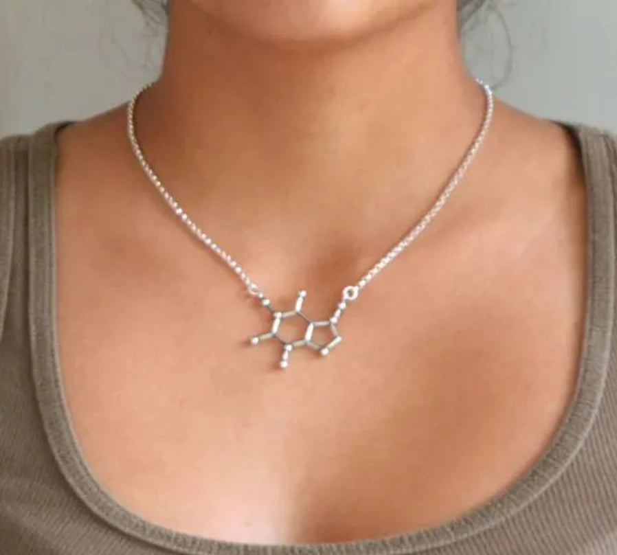 Unique Caffeine Molecule Structure Necklace