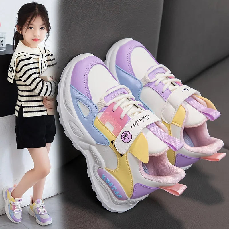  2024 Kids Sneakers Girls School Casual Shoes | Breathable Running Shoes | Soft Non-slip Tenis Pink | tonyfinger store