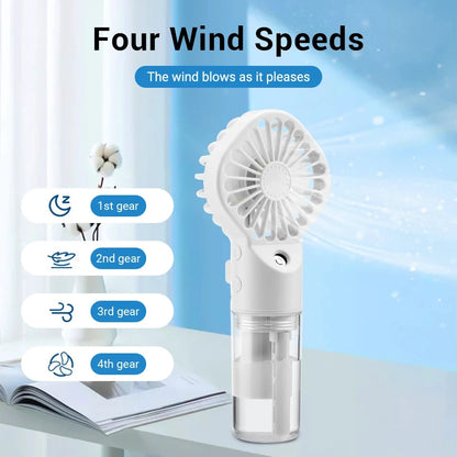 Xiaomi Portable Water Mist Fan USB Charging Handheld Mini Quiet Air Cooling Fan 4 Speed Humidification Spray Fan for Home Office